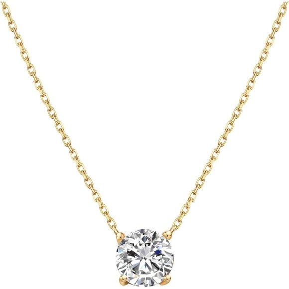 Gold Birthstone Necklace for Women S925 Sterling Silver Cubic Zirconia Crystal 1